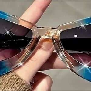 Stylish Blue and Gold Sunglasses